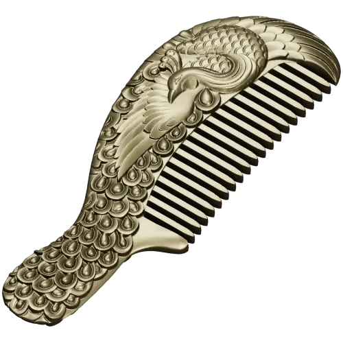 Ornate Phoenix Comb 3D STL for CNC carving