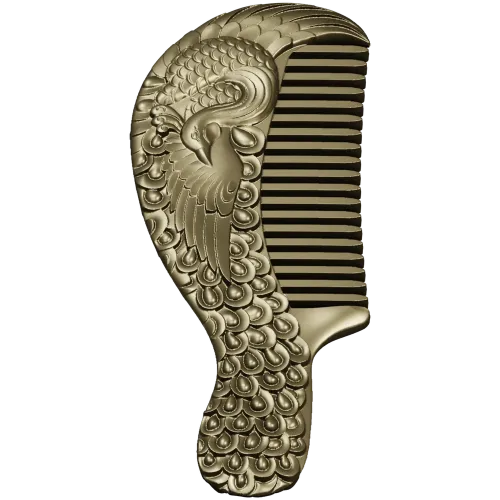 Ornate Phoenix Comb 3D STL for CNC carving