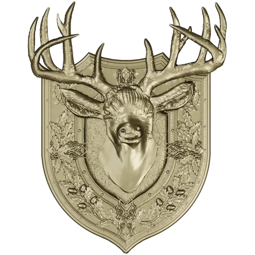 Stag Head Shield STL - High Relief CNC Model