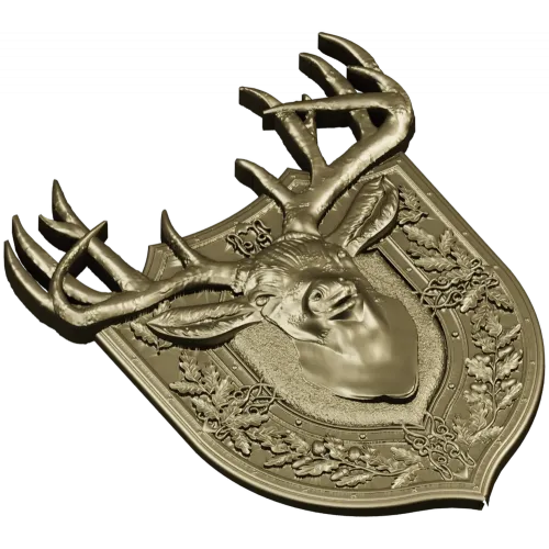Stag Head Shield STL - High Relief CNC Model