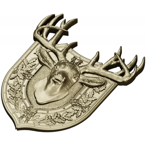 Stag Head Shield STL - High Relief CNC Model