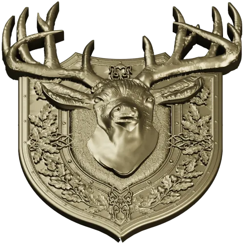 Stag Head Shield STL - High Relief CNC Model