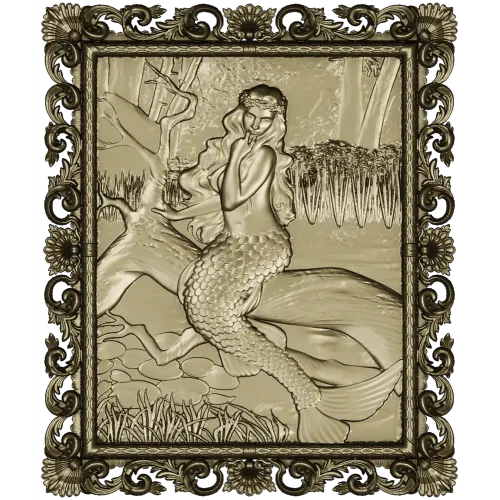 Sea Song Mermaid Relief - 3D STL Panel for CNC Milling