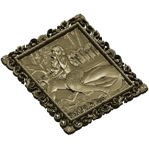 Sea Song Mermaid Relief - 3D STL Panel for CNC Milling