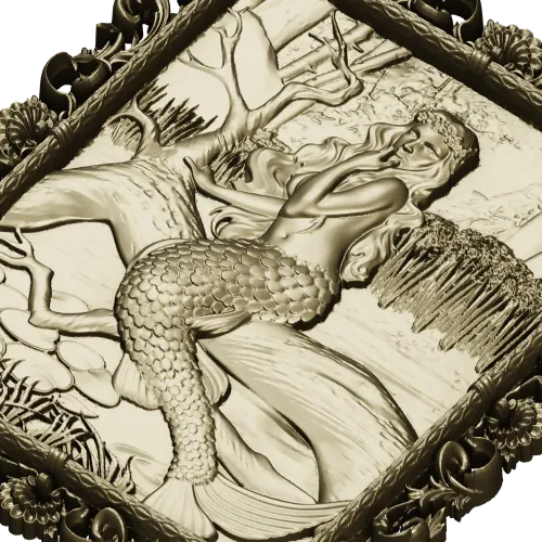 Sea Song Mermaid Relief - 3D STL Panel for CNC Milling