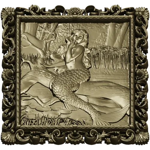 Sea Song Mermaid Relief - 3D STL Panel for CNC Milling