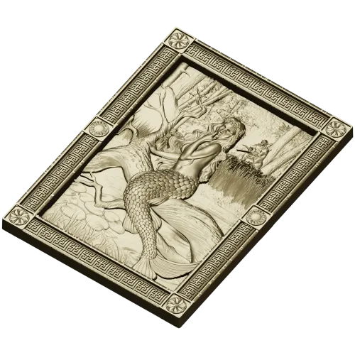 Mermaid high-relief panel STL for CNC