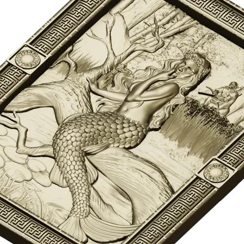 Mermaid high-relief panel STL for CNC
