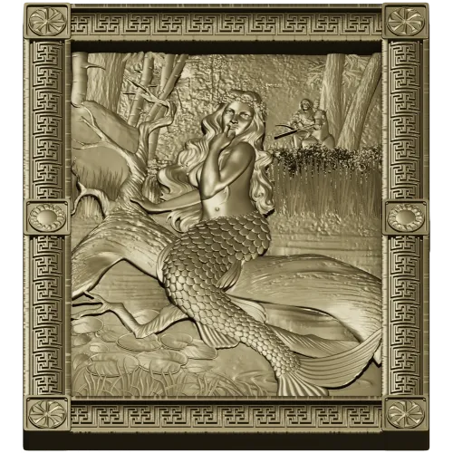 Mermaid high-relief panel STL for CNC