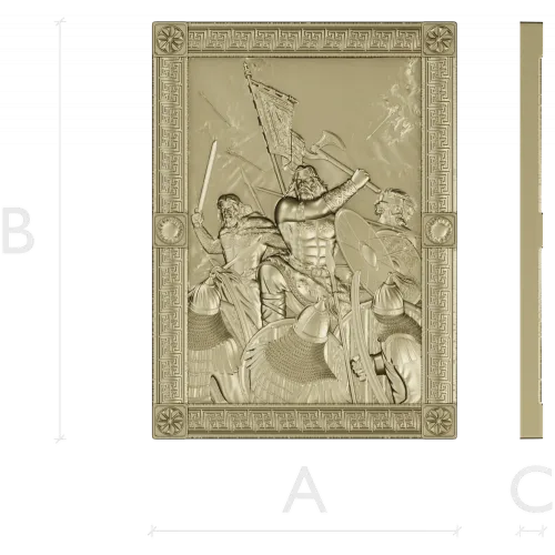 3D модель STL "Воины Севера" - рельефная панель для ЧПУ