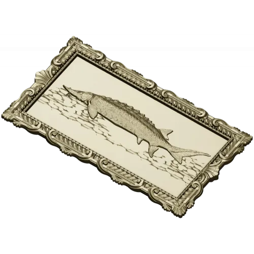 Baroque Sturgeon Relief - STL 3D model for CNC carving