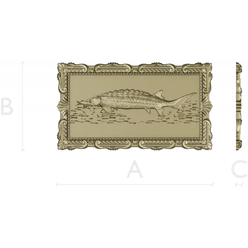 Baroque Sturgeon Relief - STL 3D model for CNC carving