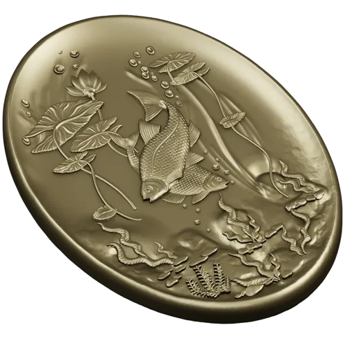 Oval Koi Pond Relief STL for CNC