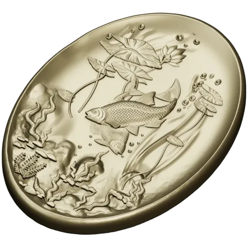 Oval Koi Pond Relief STL for CNC