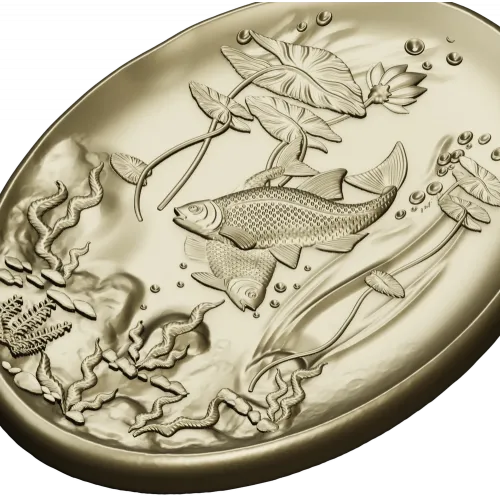 Oval Koi Pond Relief STL for CNC
