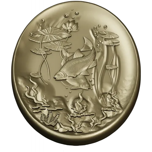 Oval Koi Pond Relief STL for CNC