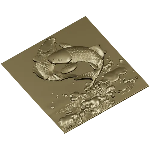Koi Embrace - high-relief STL panel for CNC