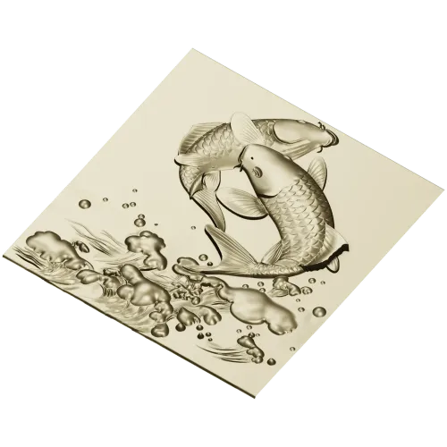 Koi Embrace - high-relief STL panel for CNC