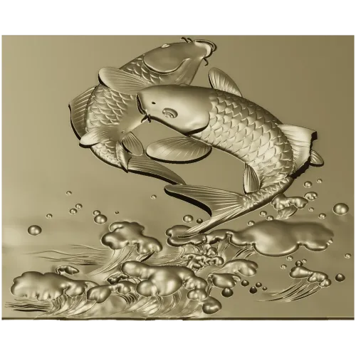 Koi Embrace - high-relief STL panel for CNC