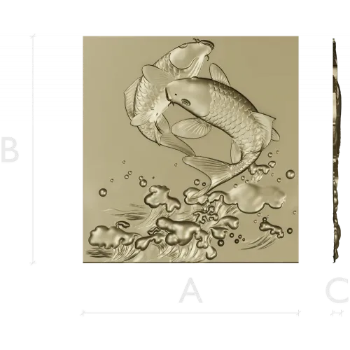 Koi Embrace - high-relief STL panel for CNC