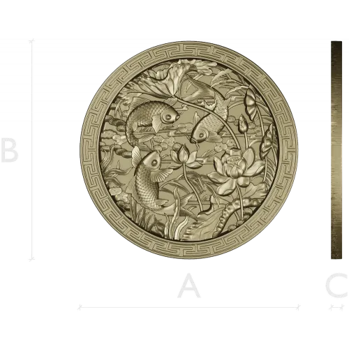 Koi & Lotus Round Relief - STL 3D Model for CNC