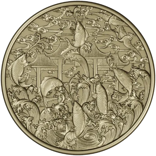 Koi Gate Medallion - detailed 3D STL for CNC milling