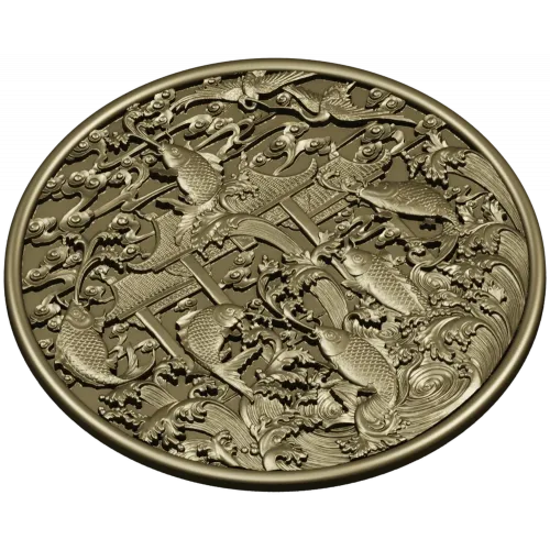 Koi Gate Medallion - detailed 3D STL for CNC milling