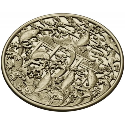 Koi Gate Medallion - detailed 3D STL for CNC milling