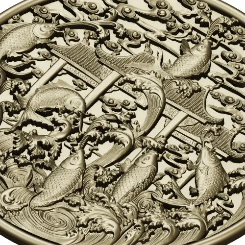 Koi Gate Medallion - detailed 3D STL for CNC milling