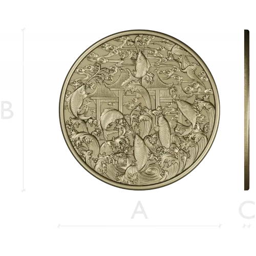 Koi Gate Medallion - detailed 3D STL for CNC milling