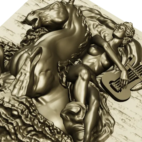 3D панно "Орфей на морском коне" - stl модель для ЧПУ