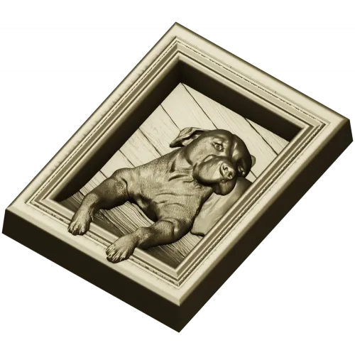 Собака в рамке - 3D модель STL для ЧПУ