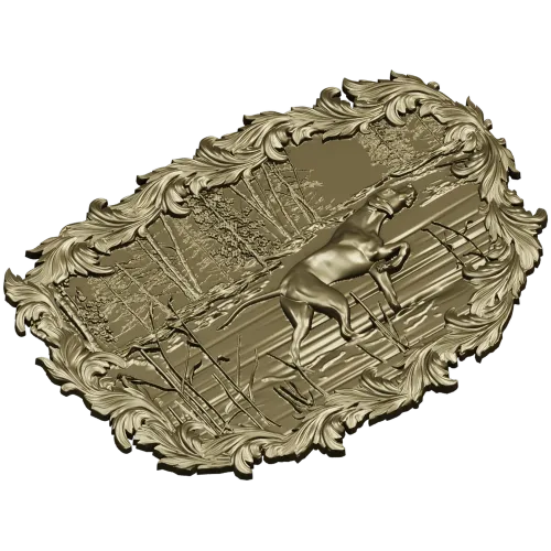 Панно "Собака у озера" - 3D STL модель для ЧПУ