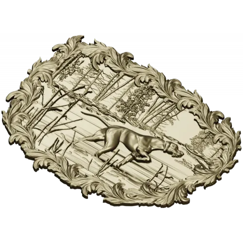 Панно "Собака у озера" - 3D STL модель для ЧПУ