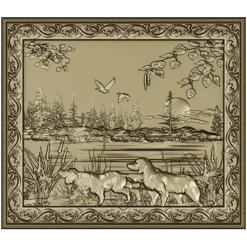Lakeside Retrievers Relief - STL 3D model for CNC carving