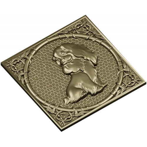 Медальон с сидящей собачкой - 3D модель STL для ЧПУ