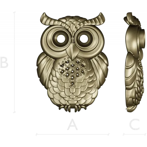 Mooncrest Owl - STL 3D model for CNC relief