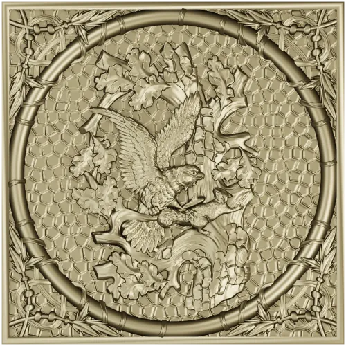 Falcon and Squirrel Relief Panel STL for CNC carving
