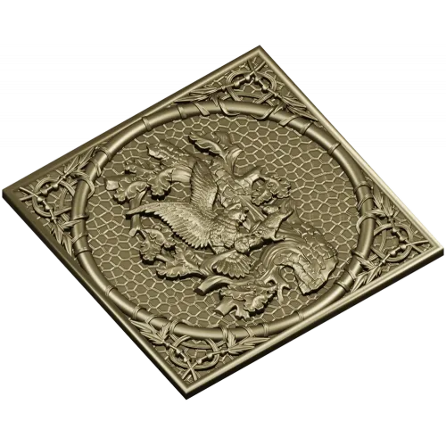 Falcon and Squirrel Relief Panel STL for CNC carving