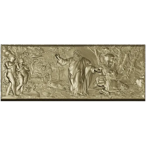 Creation of the World - high-relief STL panel for CNC