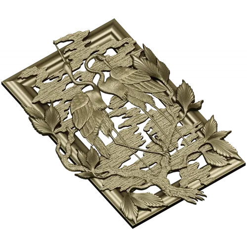 Панно "Пара журавлей" - 3D модель STL для ЧПУ