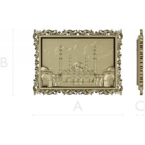 Taj Mahal Framed Relief STL for CNC