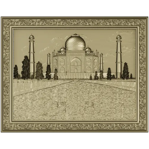 Taj Mahal Relief Panel STL - 3D model for CNC milling