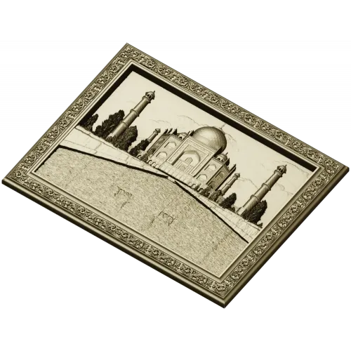 Taj Mahal Relief Panel STL - 3D model for CNC milling