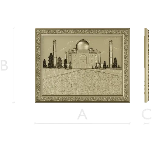 Taj Mahal Relief Panel STL - 3D model for CNC milling