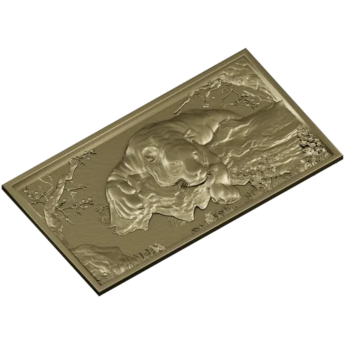 Тигр на скале - рельефная 3D модель STL для ЧПУ