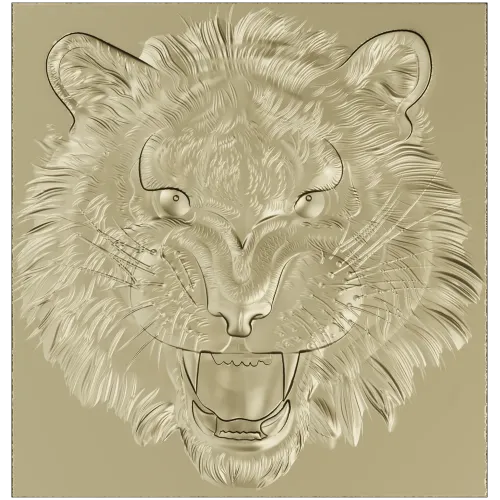 Tiger Head Relief STL - High-Relief 3D Model for CNC