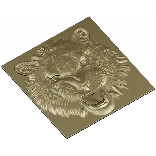 Tiger Head Relief STL - High-Relief 3D Model for CNC