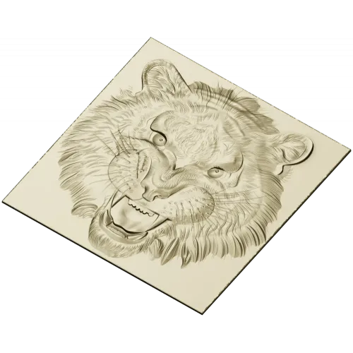 Tiger Head Relief STL - High-Relief 3D Model for CNC