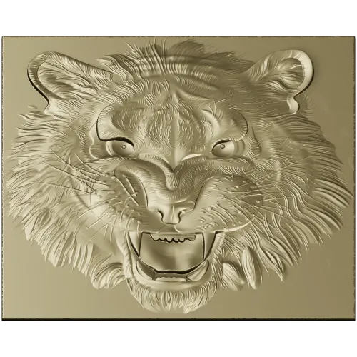 Tiger Head Relief STL - High-Relief 3D Model for CNC